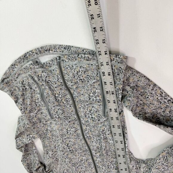 Lululemon Athletica Jacket 2 Womens Gray Fleur Silver Abstract Full-Zip Track - Picture 8 of 11